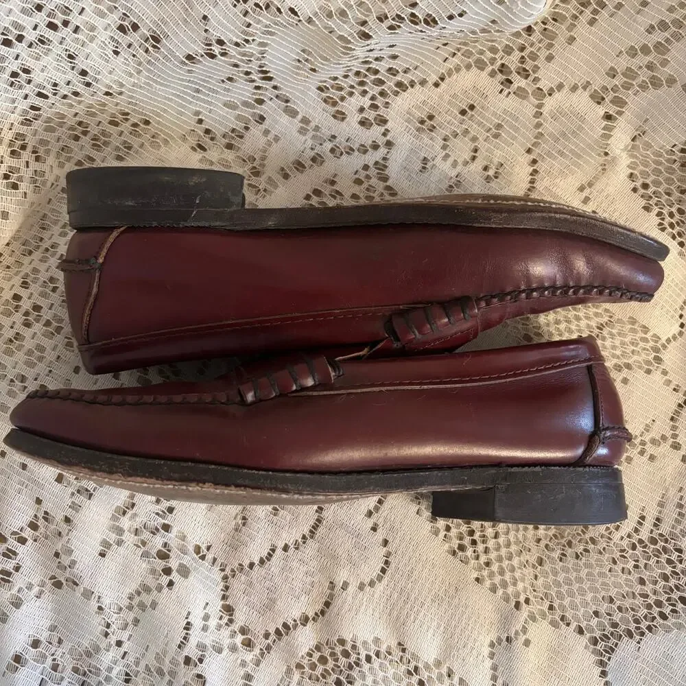 Sebago Men's US 8 Burgundy Leather Penny Loafers Shoes